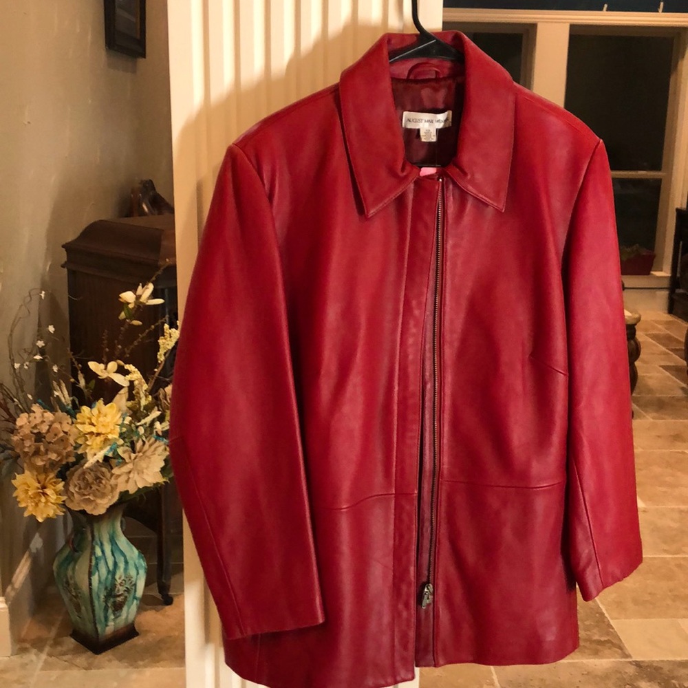 Red Faux Leather Jacket